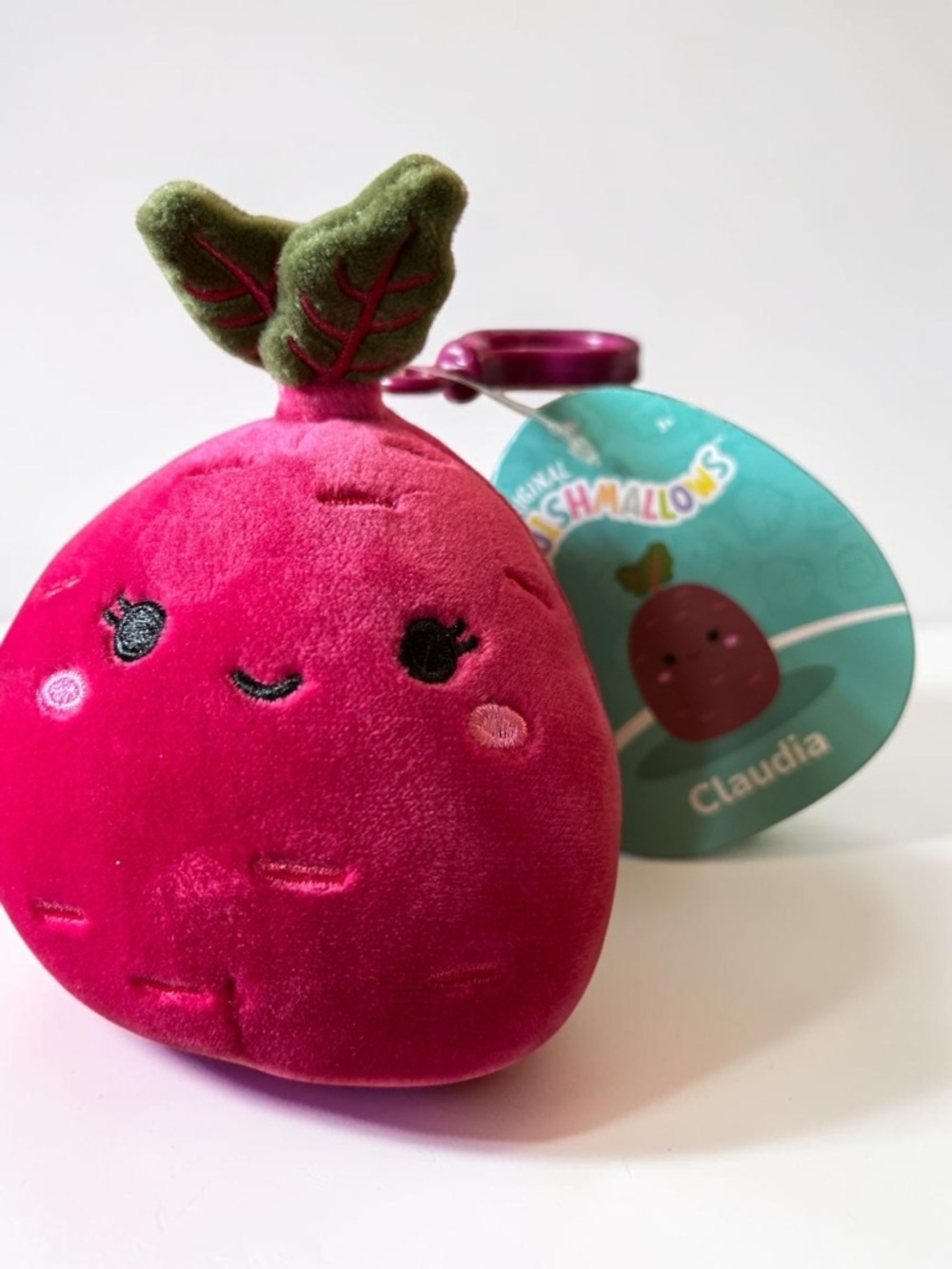 Squishmallows Claudia Beet Clip-On Keychain NWT 2023 Kellytoy